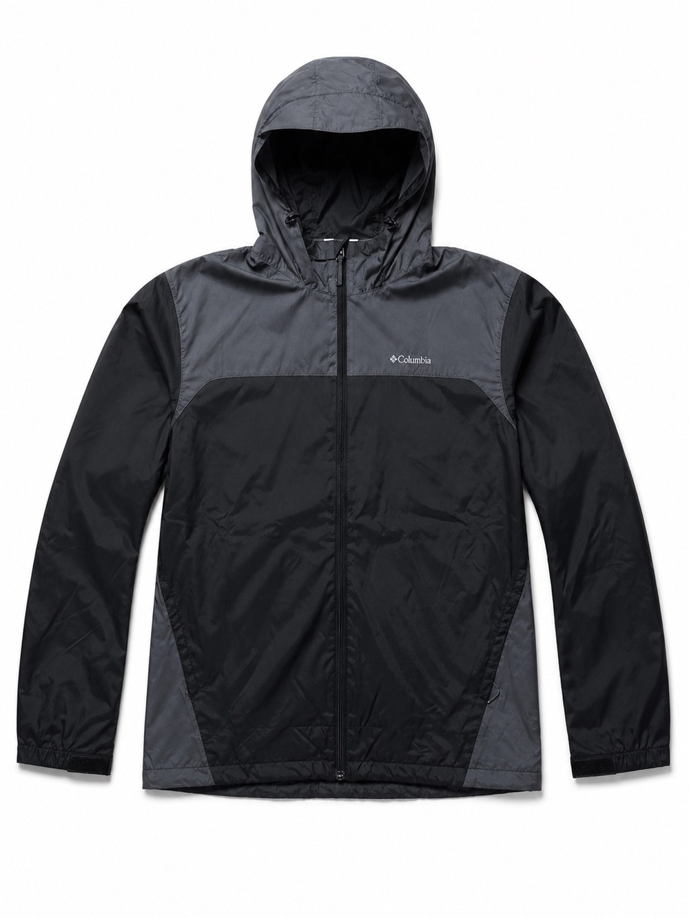 Columbia Rain Jacket Windbreaker Hooded Black Gray Lightweight XXL
